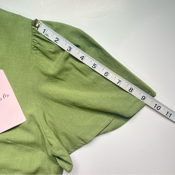 Emily & Me Midi Dress Khaki Green Cotton 
V-Neck Size 8 Bohemian Cottagecore - Picture 11 of 13